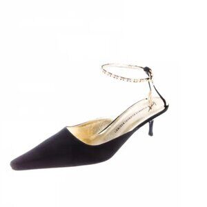 Giuseppe Zanotti Satin Pumps w/ Pearl & Crystal Ankle Strap